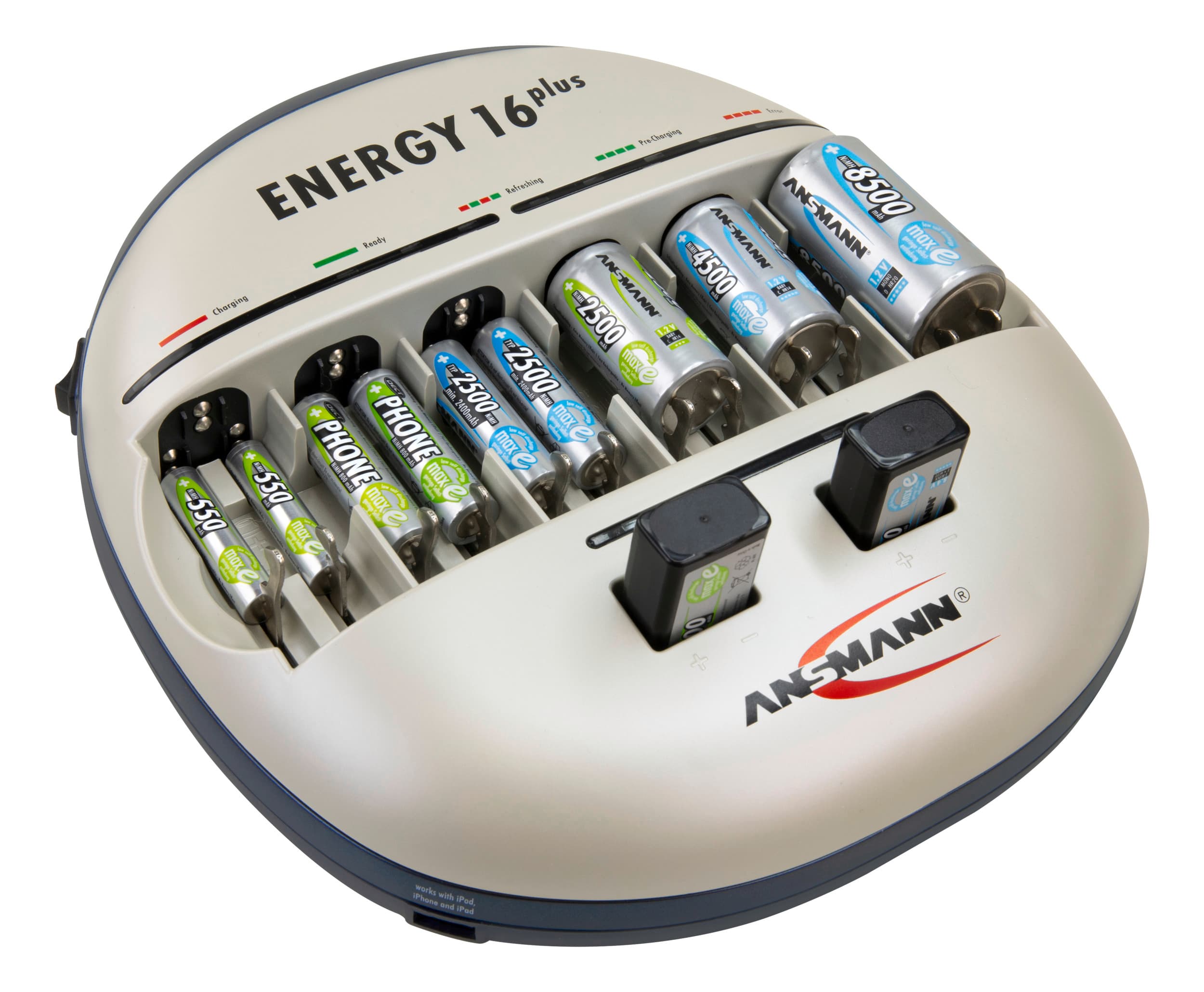 Station de charge et de maintenance Ansmann Energy 16 plus pour 1 à 12 micro-piles AAA, Mignon AA
