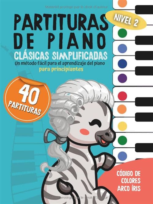 Partitions Narratik 40 Classiques Simplifiées pour piano - Débutants, code couleur - Volume 2