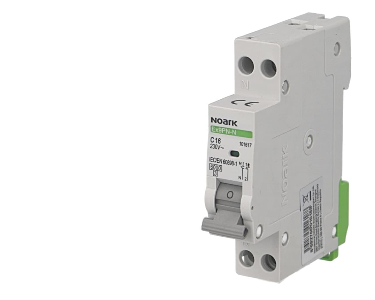 Disjoncteur modulaire phase neutre 16A courbe C 6kA Noark Ex9PN-N