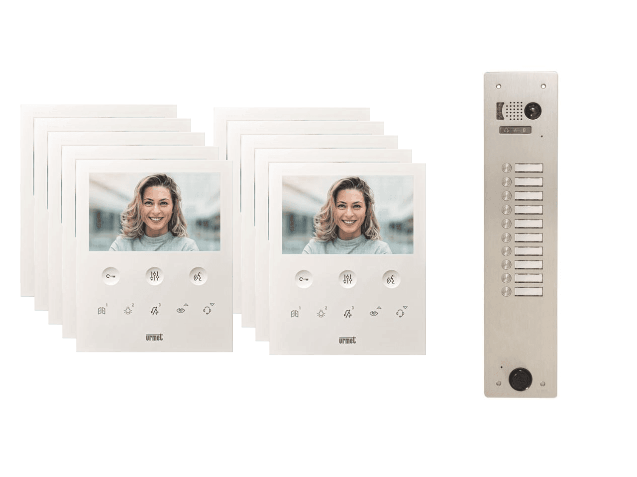 Kit visiophone 1 rangée avec 10 écrans URMET Collectif