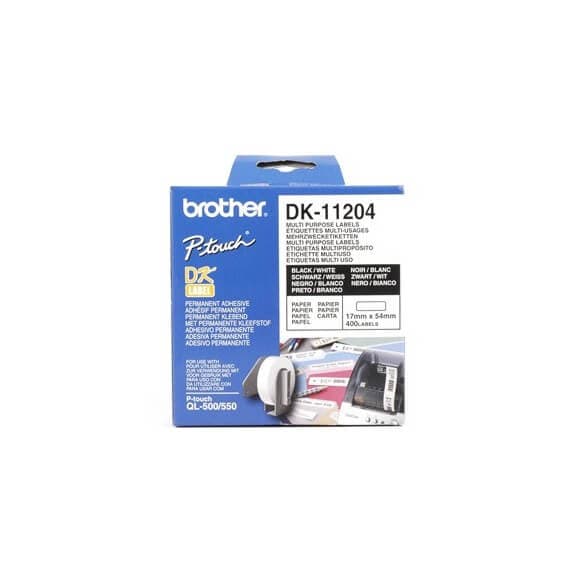 Brother DK11204 Rouleau d'étiquettes adhésives prédécoupées papier 17x54mm Brother